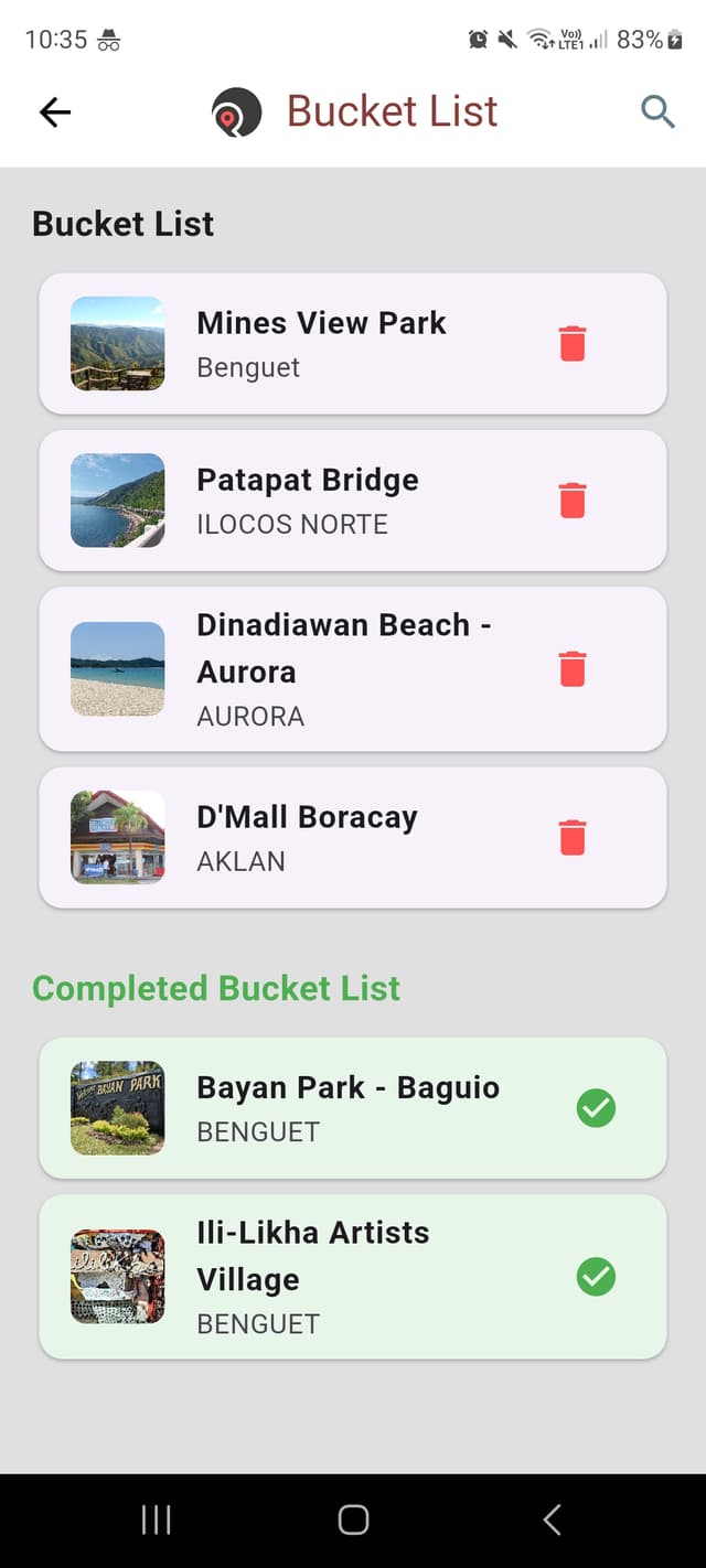 Check off your bucket list screenshot